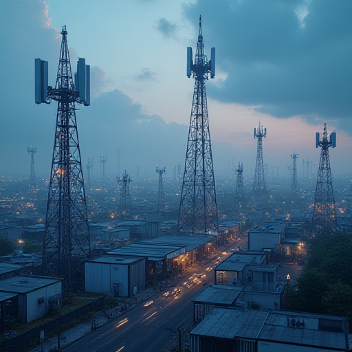 Private 5G network infrastructure with antennas and connected devices